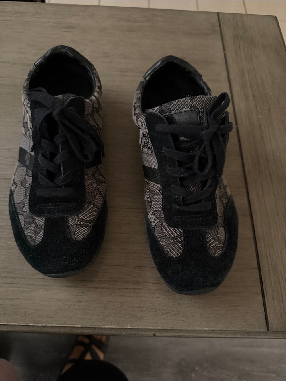 Coach Black and Gray Signature Logo Kids Sneakers